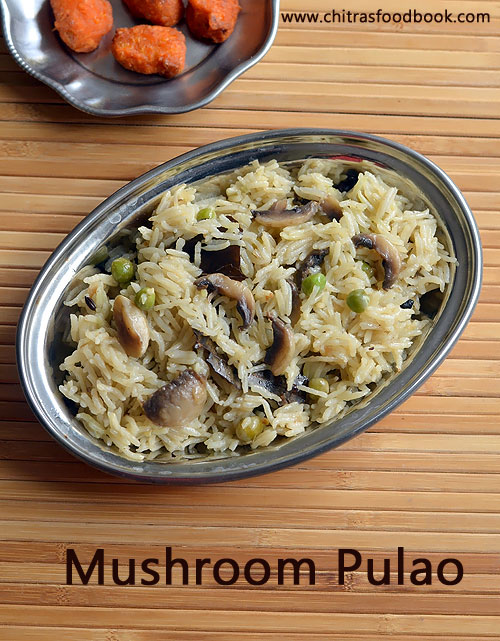 Mushroom Peas Pulao Recipe In Pressure Cooker – Indian Style Mushroom ...